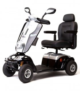 Avant en biais du scooter électrique handicapé Kymco Midi XLS en Noir