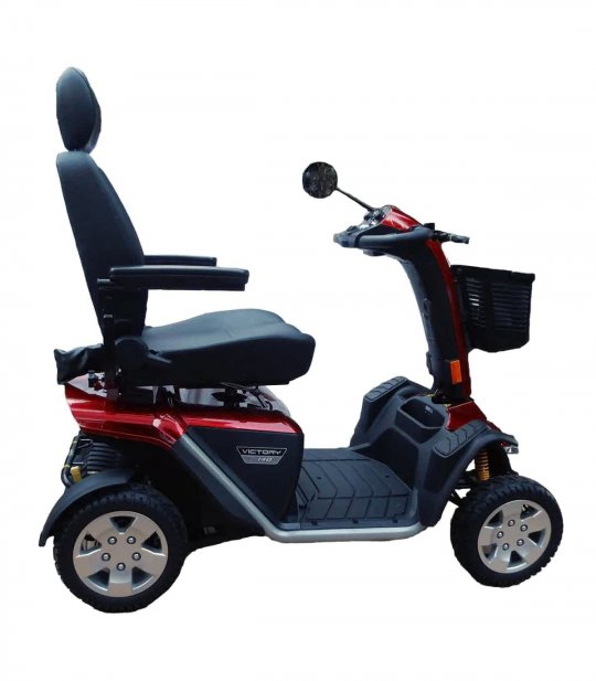 Côté droit du scooter électrique médical Pride XL140 en rouge