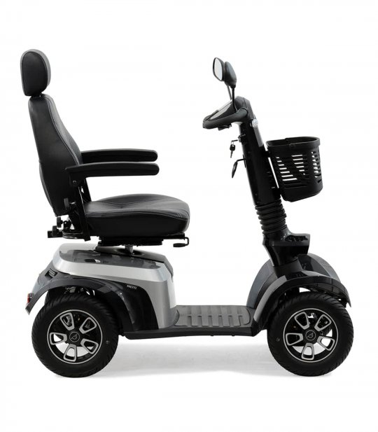Vue de côté du scooter électrique handicapé PMR Life & Mobility Presto en gris