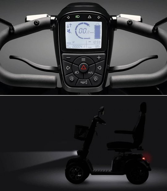 Tableau de bord numérique et feux du scooter PMR lLife & Mobility Presto S