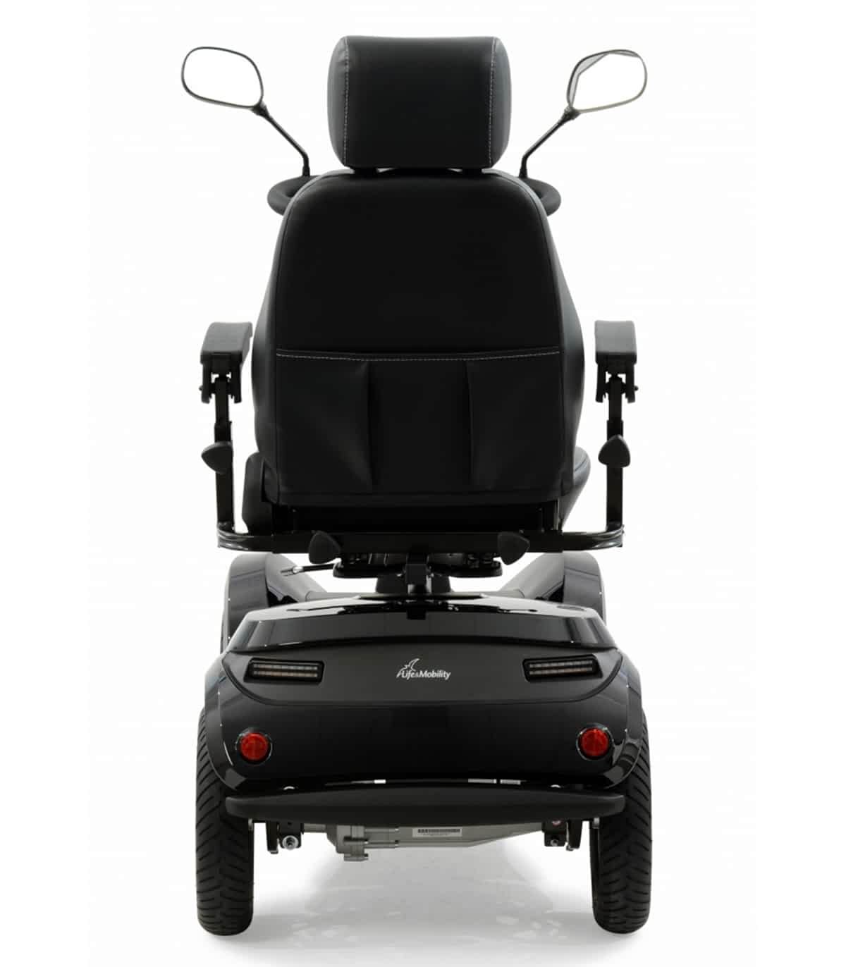 Vue arrière du scooter électrique handicapé PMR Life & Mobility Presto S en noir