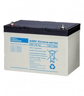 Batterie CPX 75-12 (en face) de Cellpower spéciale scooter électrique senior, pour personne handicapée ou mobilité réduite