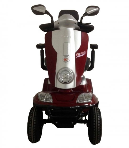 Devant du scooter électrique handicapé et senior Kymco Maxi XLS en Rouge